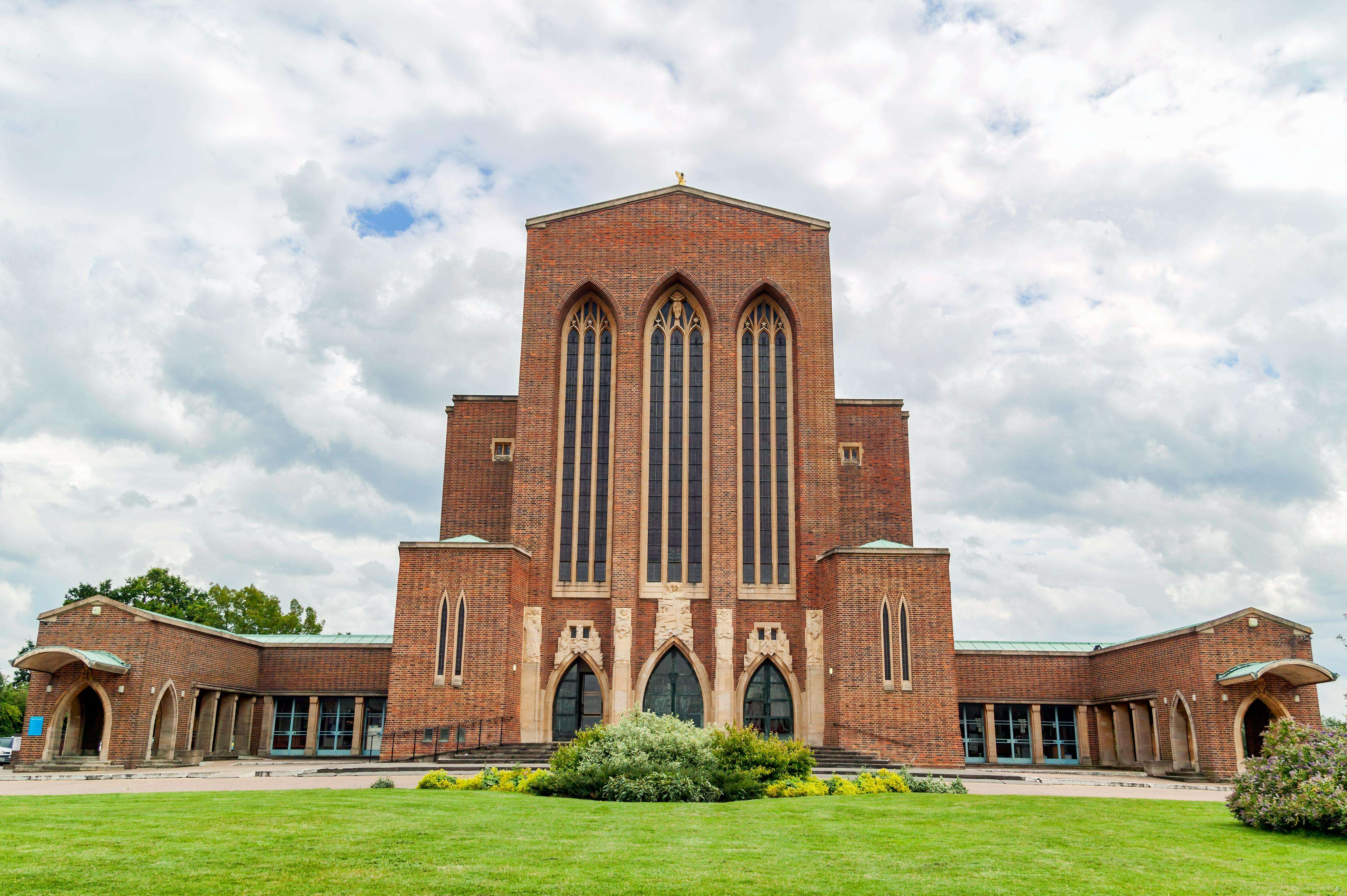 Coventry Cathedral with stained glass windows