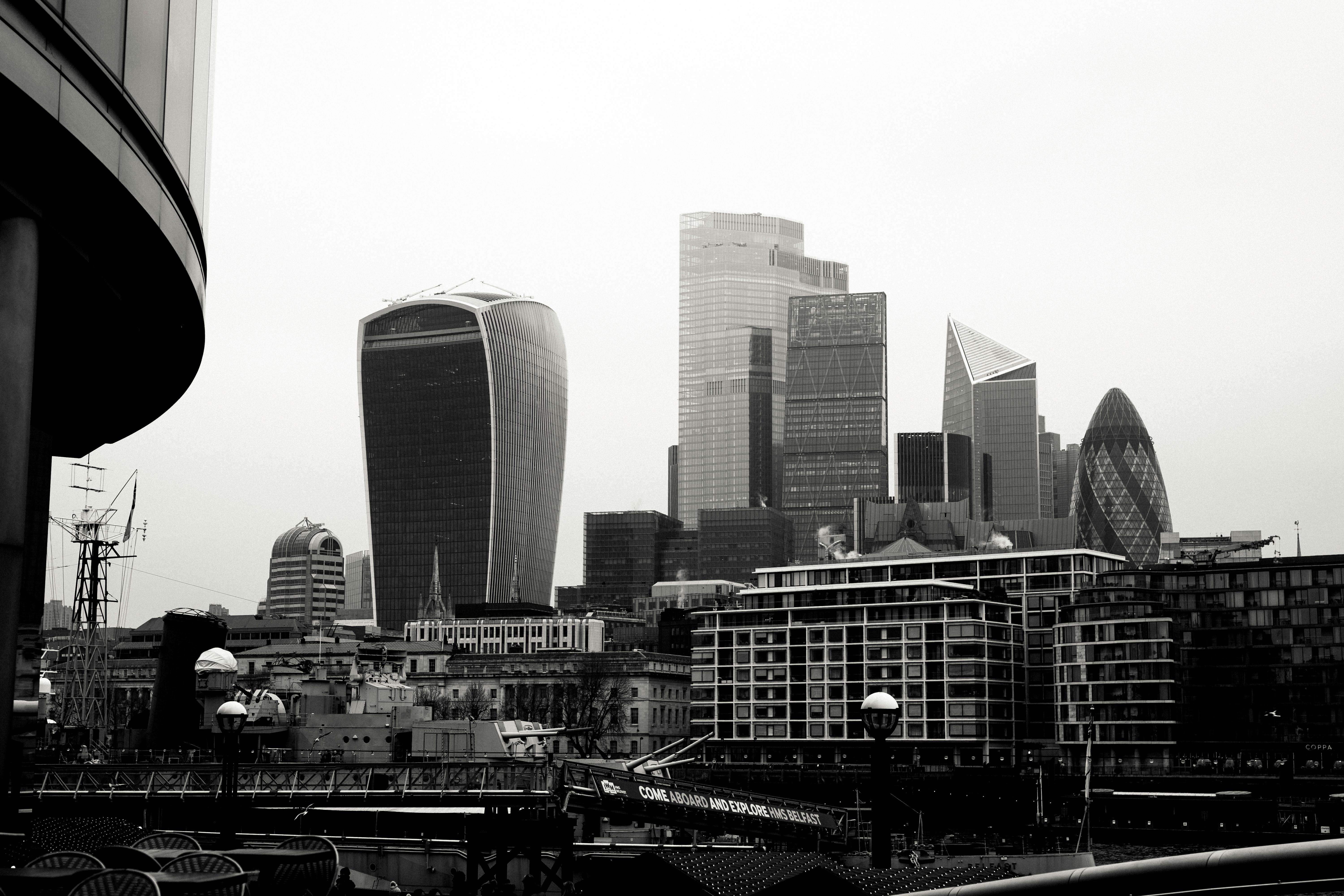 London skyline with modern glass towers