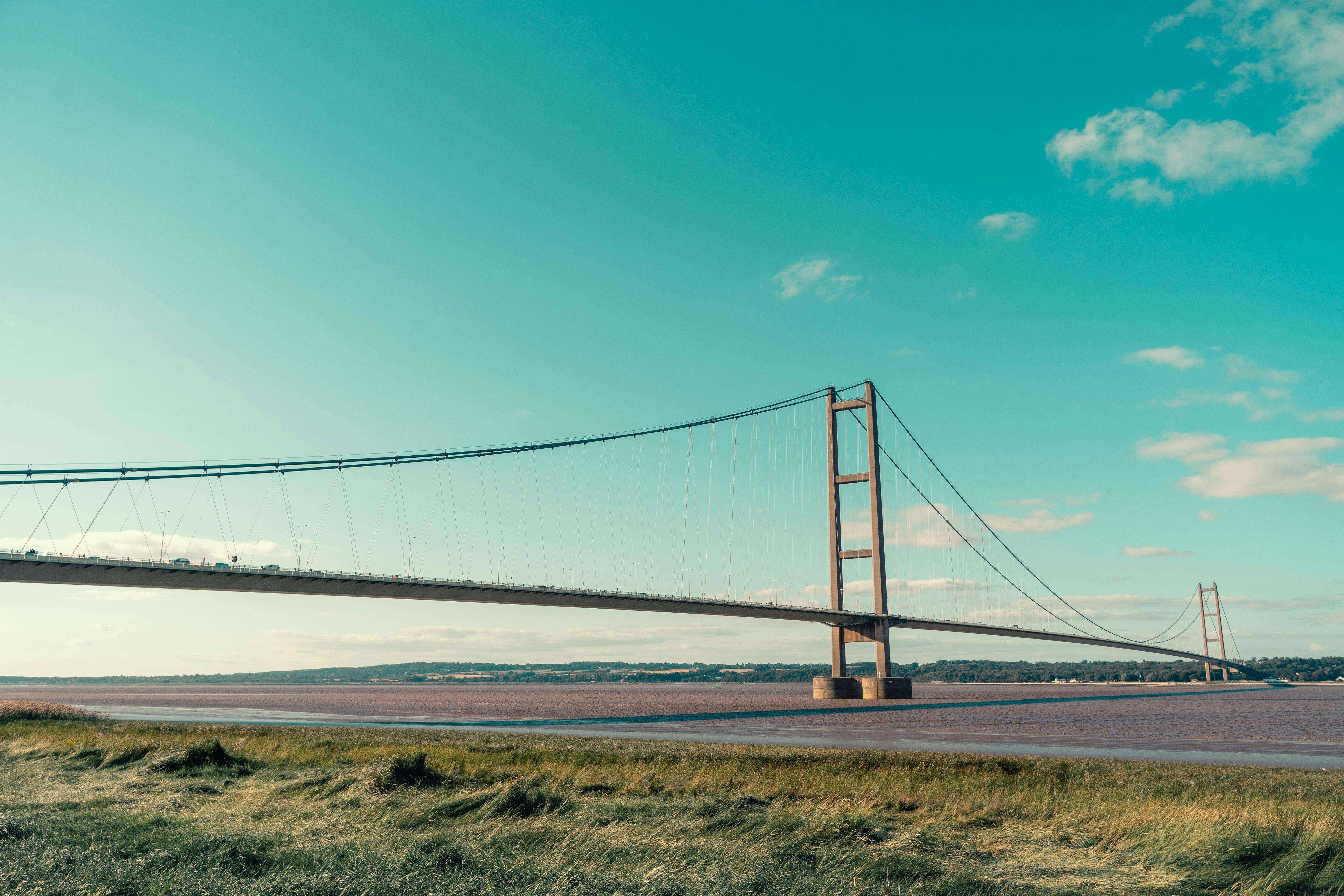 The Humber Bridge spanning the estuary near Hull
